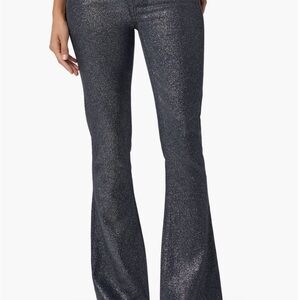 PAIGE Lou Lou Glitter Coated High Waist Flare Pants